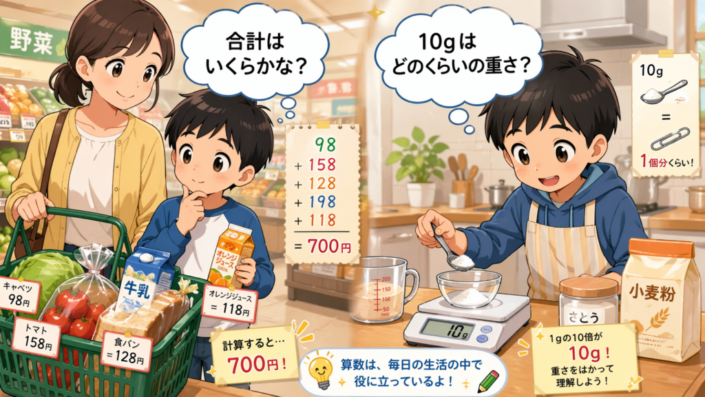 Math in everyday life: shopping and cooking